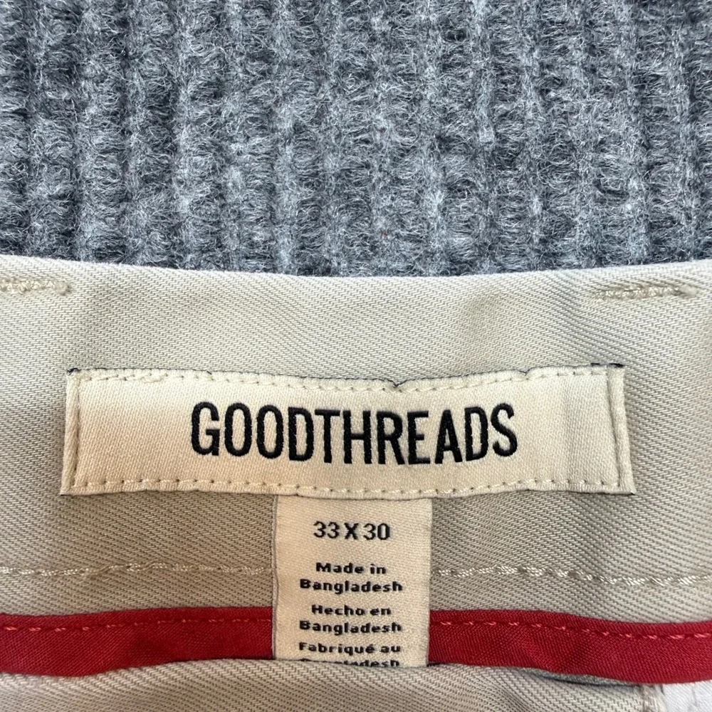Goodthreads Mens 33x29 Khaki Beige Straight Fit Chino Pants Casual Trousers